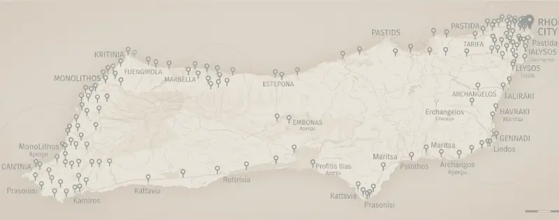 Coverage map of Rhodes island